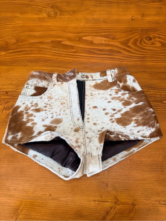 Nasty Gal Pants - Nasty Gal Brown and White Cowhide High-Waist Shorts US size 6